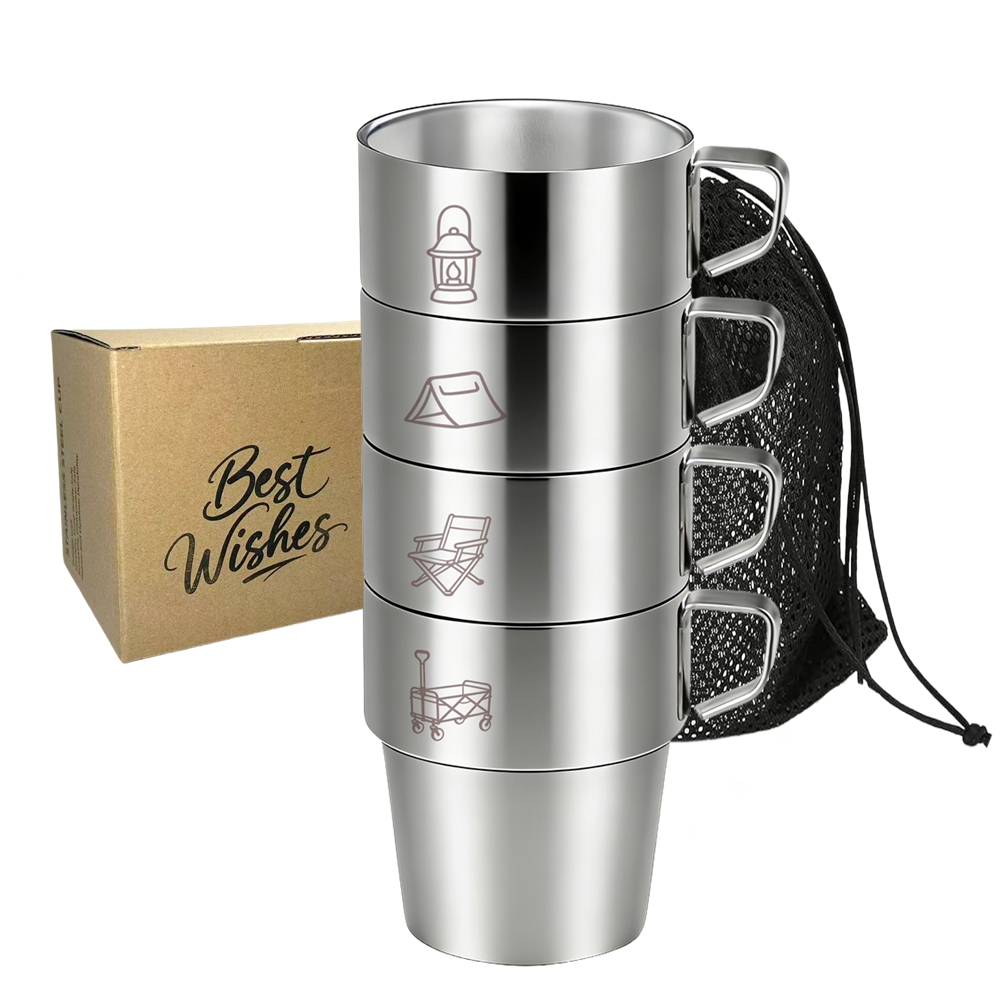 Coffee Equipment Travel Bag - 4'lü Paket Paslanmaz Çelik Saplı Kamp