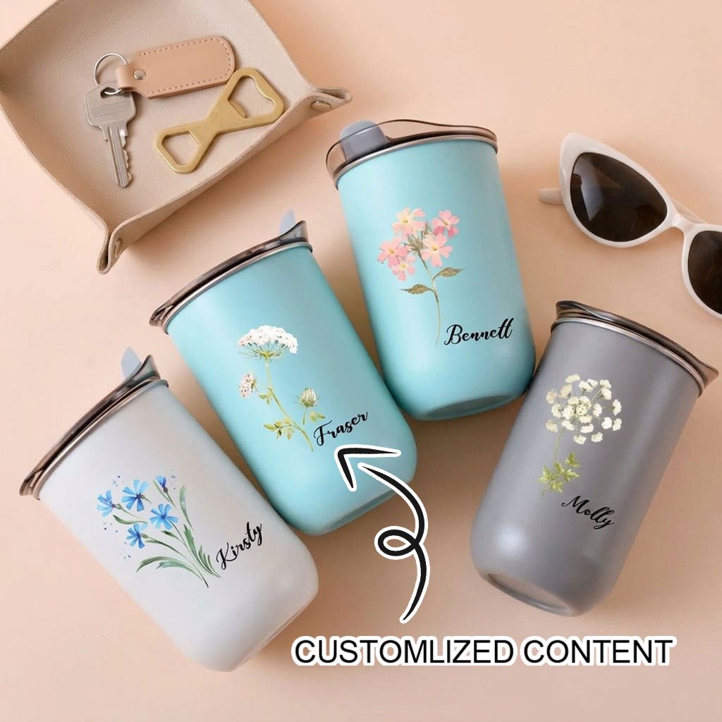Coffee Equipment Names - 12oz Özel İsim Yazılı, Vahşi Çiçek