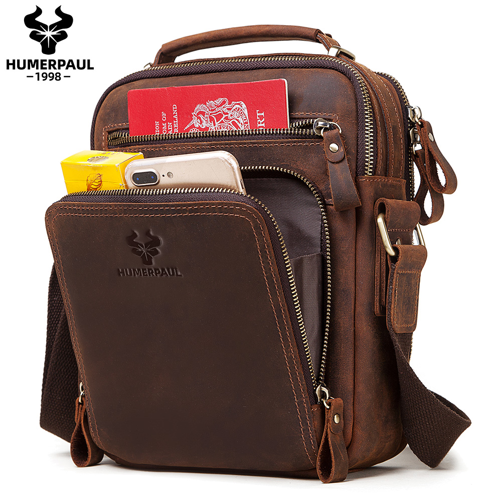 Coffee Equipment Travel Bag - HUMERPAUL Hakiki Deri erkek omuzdan askili